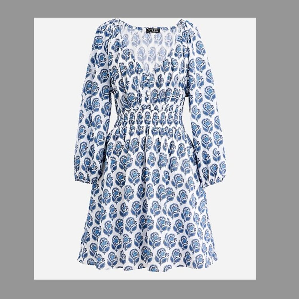 J.Crew v-neck mini dress in bouquet block print - Sz. L